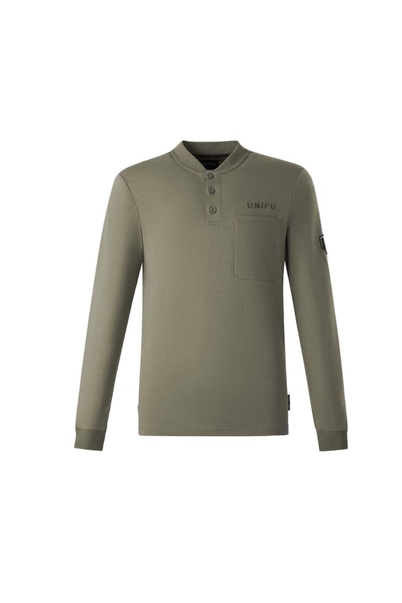 FR Henley Shirt for Men 7OZ Work Shirt NFPA 2112/CAT2 Compliant 100% Cotton Long Sleeve Henley