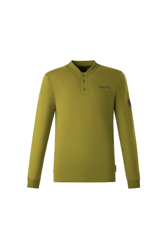 FR Henley Shirt for Men 7OZ Work Shirt NFPA 2112/CAT2 Compliant 100% Cotton Long Sleeve Henley