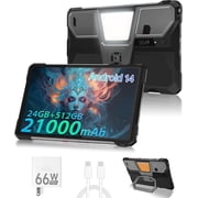 Unihertz 8849 Tank Pad E Tablet Android 14, Dual 4G 10.95 Rugged Projector Tablet, 21000mAh,24GB RAM 512GB ROM-Black