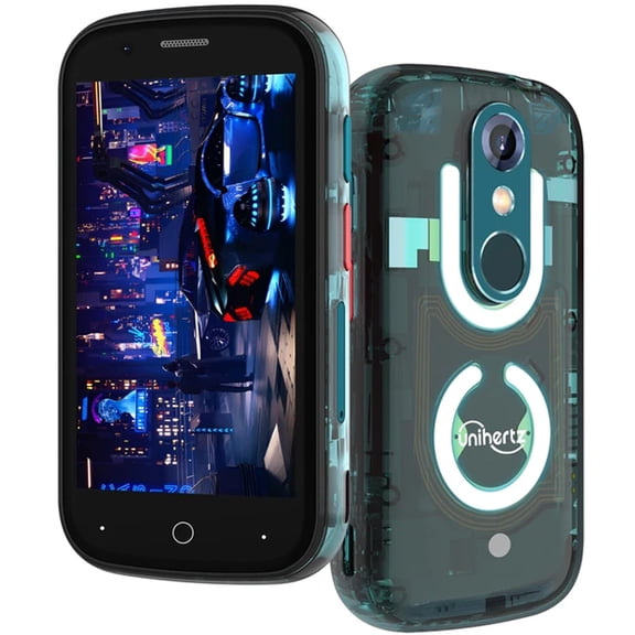 Unihertz Jelly Star,8GB 256GB,2000mAh, Android 13, Mini 3 inch,Led Light Transparent Backshell-Red/Blue