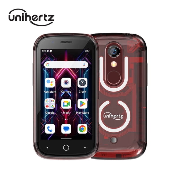 Unihertz Jelly Star, The World's Smallest 4G Android 13 Smartphone Transparent Design LED Light NFC OTG, Red (Support T-Mobile & Verizon only)