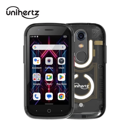 Unihertz Jelly Star, The World's Smallest 4G Android 13 Postpaid Smartphone Transparent Design LED Light NFC OTG, Black (Support T-Mobile & Verizon only)