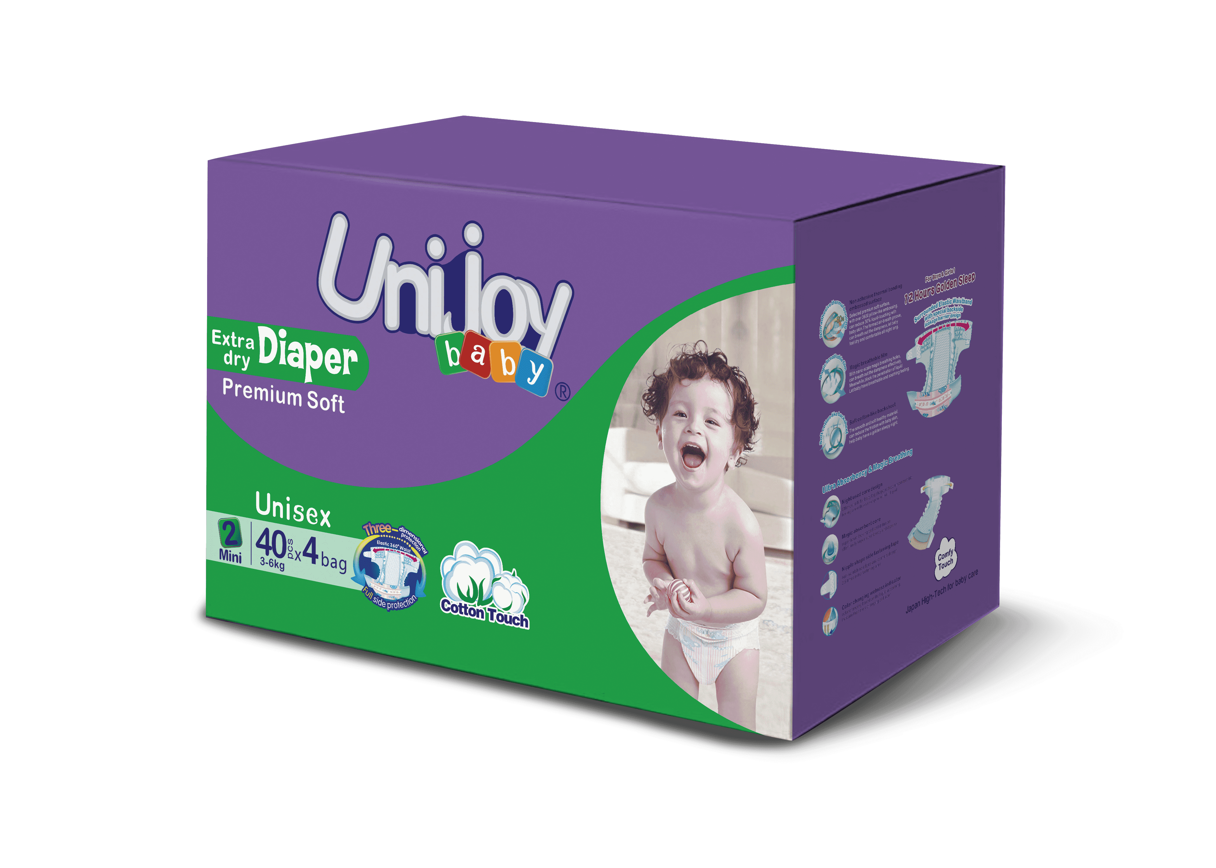Unijoy Premium Soft, Best Disposable Diapers for Newborns, Babies and Toddlers No.2 Box 160Pcs
