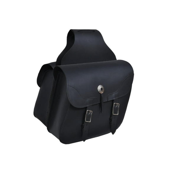 Unik 9571-00-BLK-OS Hard Leather Genuine Cowhide Saddle Bag, Black - One Size