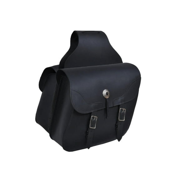 Unik 9571-00-BLK-OS Hard Leather Genuine Cowhide Saddle Bag, Black - One Size