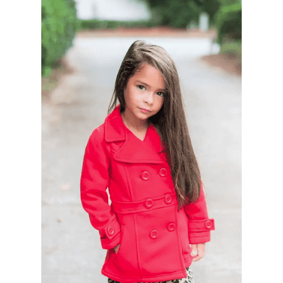 Unik Baby Girl's Fleece Double-Breasted Structured Collar Coat (Size 4)