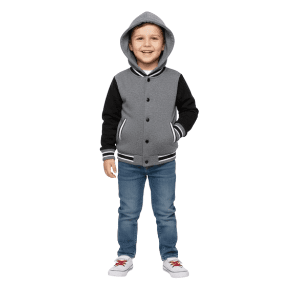 Unik Boys Plain Varsity Fleece Hoodie Jacket with Hood (Sizes 2T)