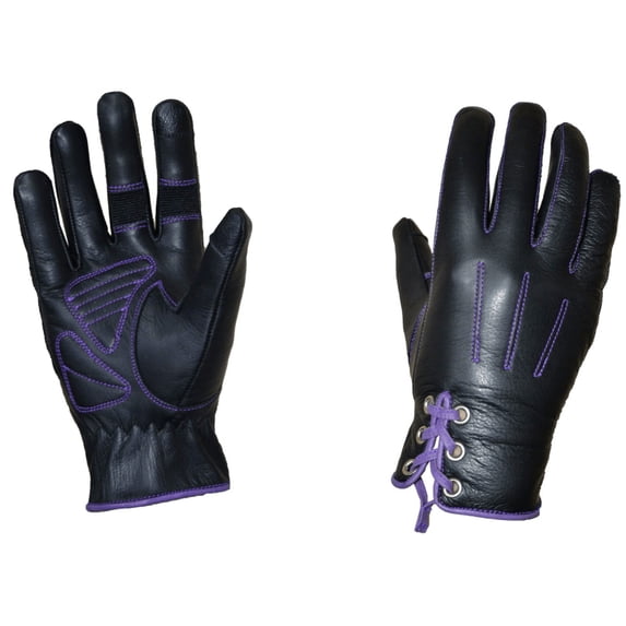 Unik 8190-17-PURPLE-S Full Finger Leather Gloves for Ladies, Purple - One Size