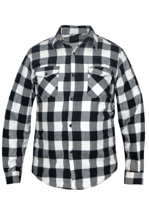 Mens Black and White Flannel Shirt