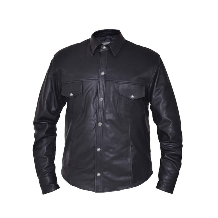 Unik International Mens Premium Leather Shirt Jacket - Walmart.com