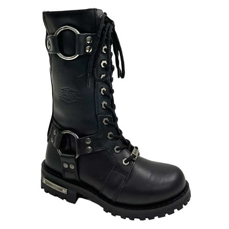 Unik Women's Premium Metal Leather Motorcycle Boots, 12004-L (Black, 11)