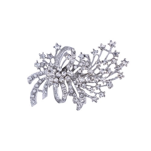 Unik Occasions 5A07 Silver Rhinestone Brooch