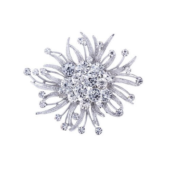 Unik Occasions 5A12 Silver Rhinestone Brooch