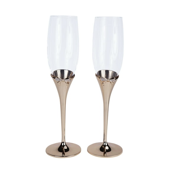 Unik Occasions "Bow-tiful" Collection Toasting Flutes in Gold