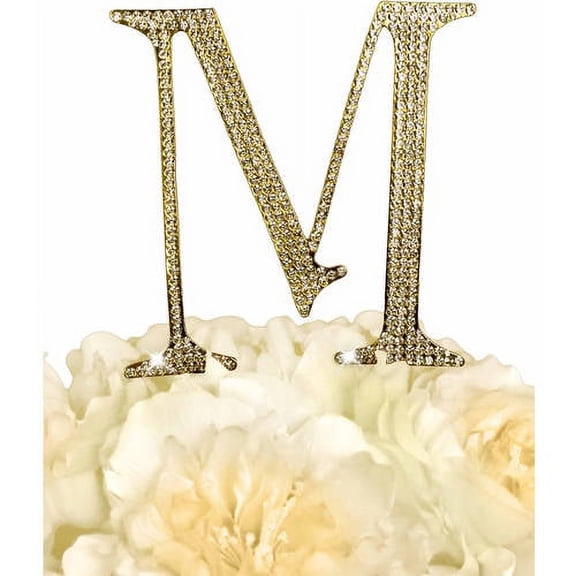 Unik Occasions Collection Rhinestone Wedding Cake Topper, Gold