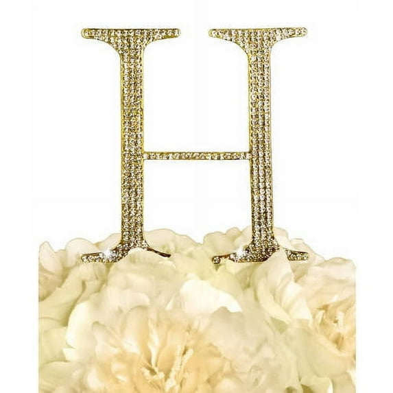 Unik Occasions Collection Rhinestone Wedding Cake Topper, Gold