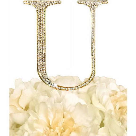 Unik Occasions Collection Rhinestone Wedding Cake Topper, Gold