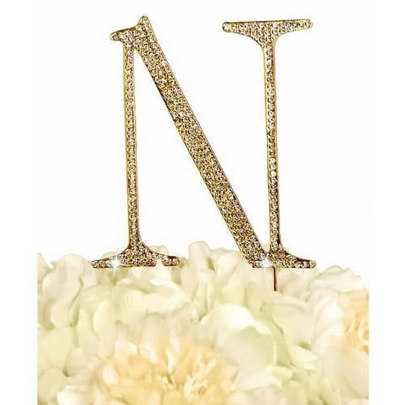Unik Occasions Collection Rhinestone Wedding Cake Topper, Gold