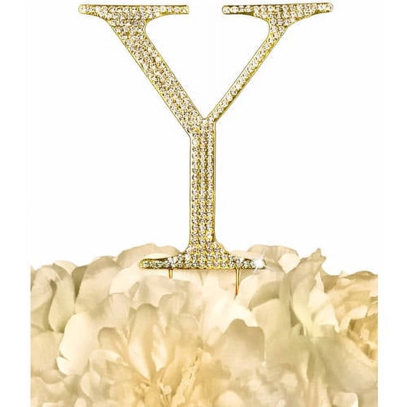 Unik Occasions Collection Rhinestone Wedding Cake Topper, Gold
