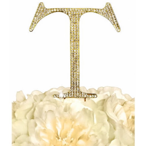 Unik Occasions Collection Rhinestone Wedding Cake Topper, Gold