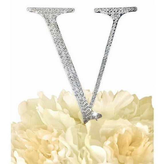 Unik Occasions Collection Rhinestone Wedding Cake Topper, Silver