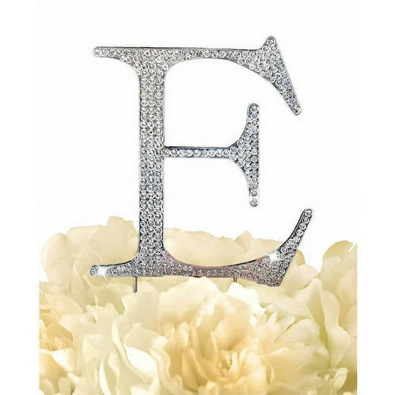 Unik Occasions Collection Rhinestone Wedding Cake Topper, Silver