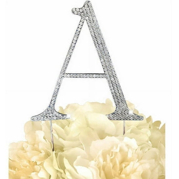 Unik Occasions Collection Rhinestone Wedding Cake Topper, Silver