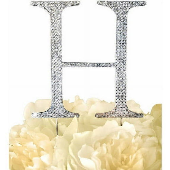 Unik Occasions Collection Rhinestone Wedding Cake Topper, Silver