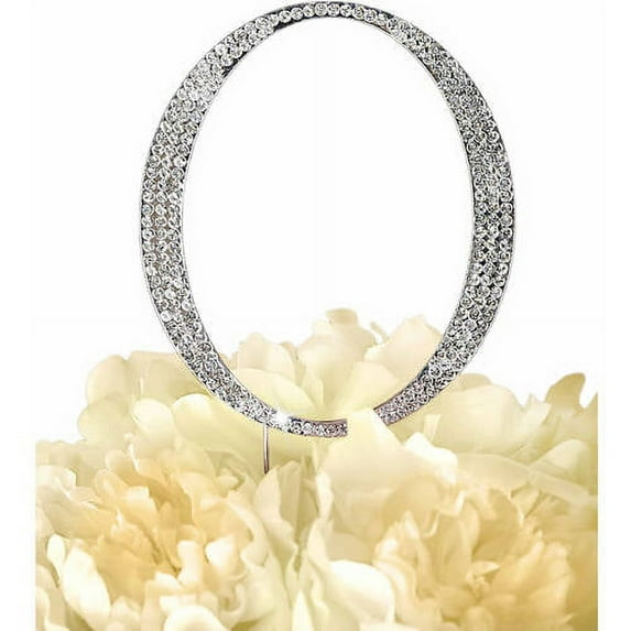 Unik Occasions Collection Rhinestone Wedding Cake Topper, Silver