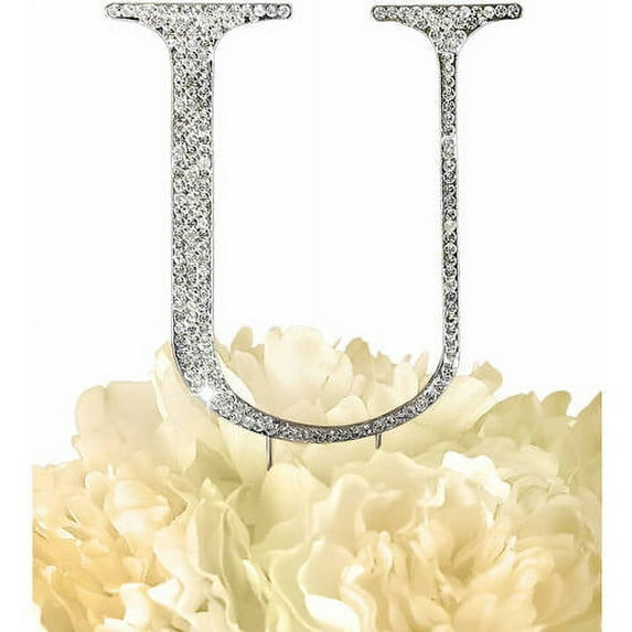 Unik Occasions Collection Rhinestone Wedding Cake Topper, Silver