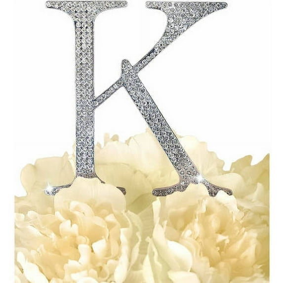 Unik Occasions Collection Rhinestone Wedding Cake Topper, Silver