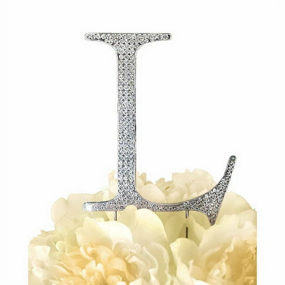 Unik Occasions Collection Rhinestone Wedding Cake Topper, Silver