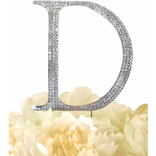 Unik Occasions Collection Rhinestone Wedding Cake Topper, Silver