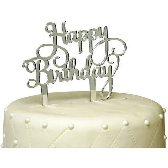 Unik Occasions Happy Birthday Acrylic Cake Topper, Black