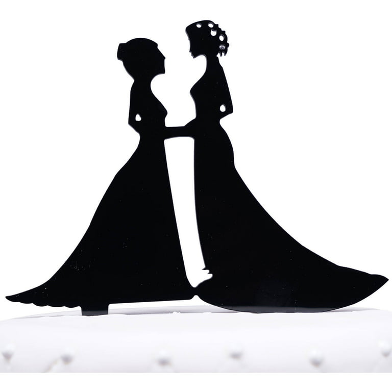 Unik Occasions Lesbian Couple Silhouette Acrylic Wedding Cake Topper