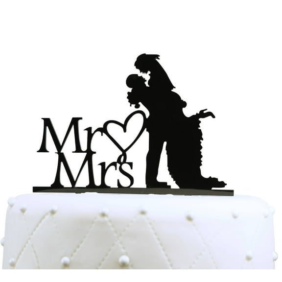 Unik Occasions "Mr. and Mrs." Silhouette Acrylic Cake Topper
