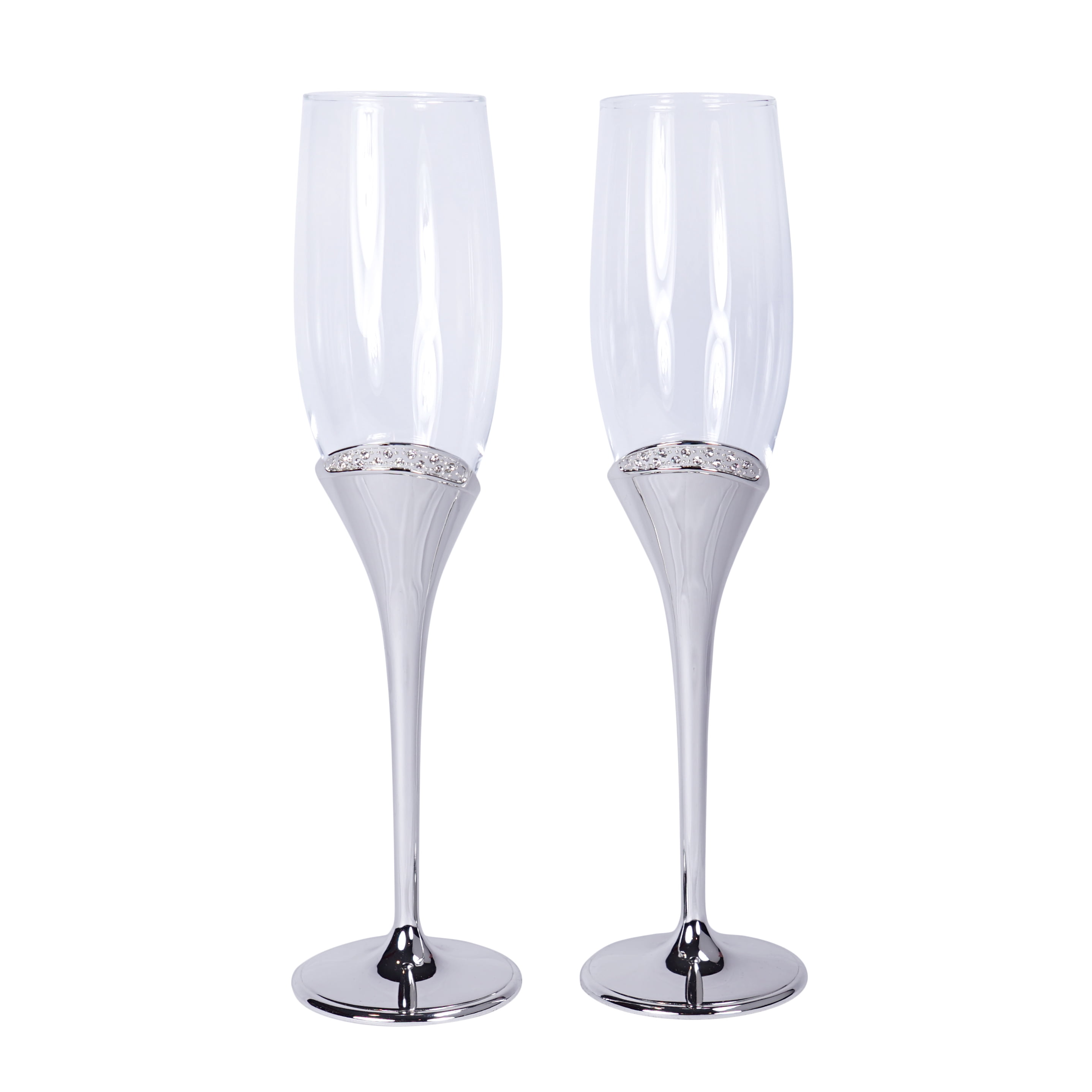 Unik Occasions Regal Collection Toasting Flutes in Silver
