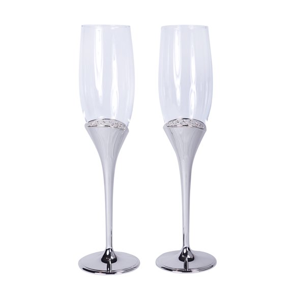 Unik Occasions Regal Collection Toasting Flutes in Silver