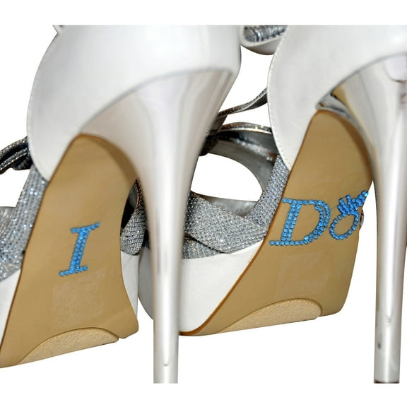 Unik Occasions Rhinestone I Do Ring Wedding Shoe Stickers, Baby Blue