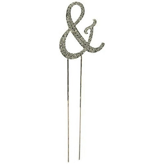 Unik Occasions Sparkling Collection Crystal Rhinestone Monogram Cake Topper - Ampersand, Large, Silver