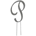 thumbnail image 1 of Unik Occasions Sparkling Collection Crystal Rhinestone Monogram Cake Topper - Letter P, Large, Silver, 1 of 2