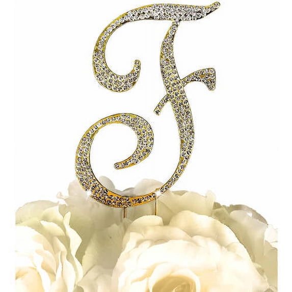 Unik Occasions Sparkling Collection Monogram Cake Topper, Gold
