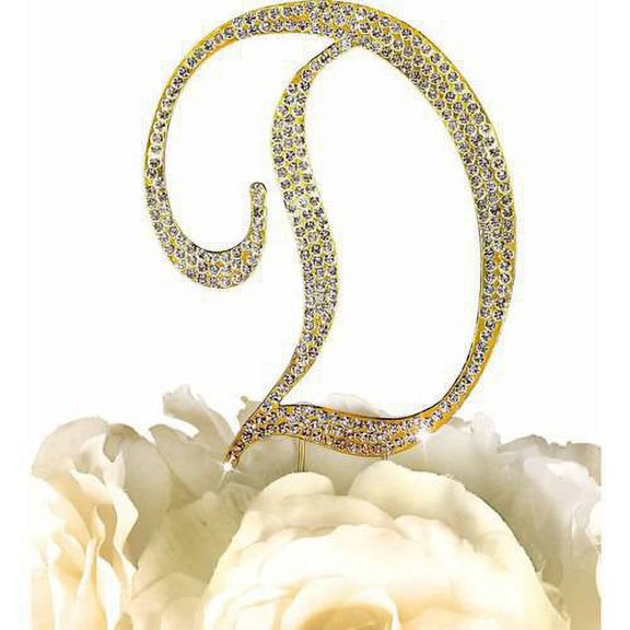 Unik Occasions Sparkling Collection Monogram Cake Topper, Gold