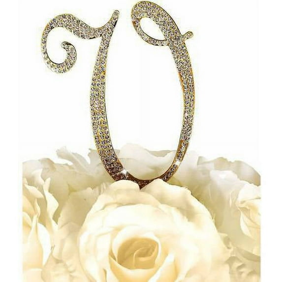 Unik Occasions Sparkling Collection Monogram Cake Topper, Gold