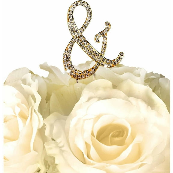 Unik Occasions Sparkling Collection Monogram Cake Topper, Gold