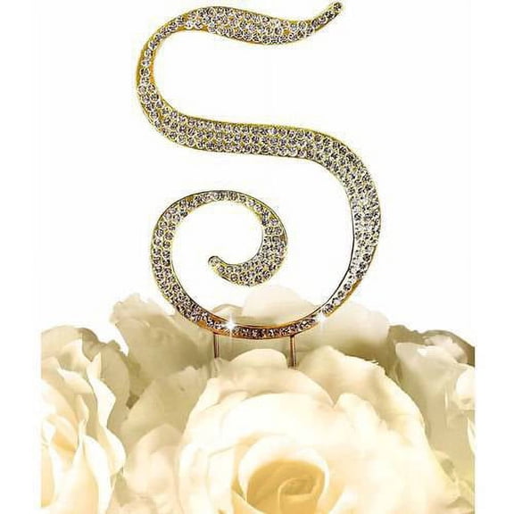 Unik Occasions Sparkling Collection Monogram Cake Topper, Gold
