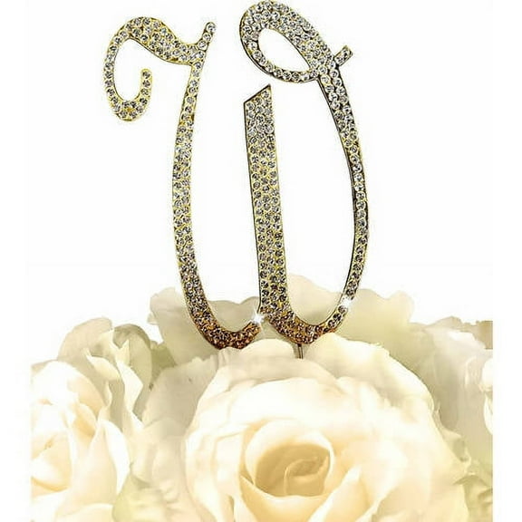 Unik Occasions Sparkling Collection Monogram Cake Topper, Gold