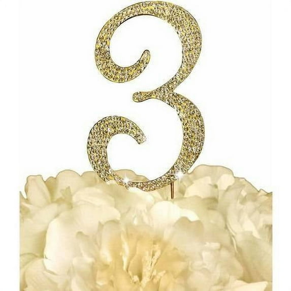 Unik Occasions Sparkling Collection Monogram Cake Topper, Number, Gold