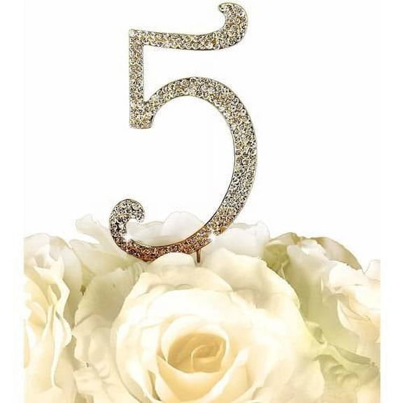 Unik Occasions Sparkling Collection Monogram Cake Topper, Number, Gold