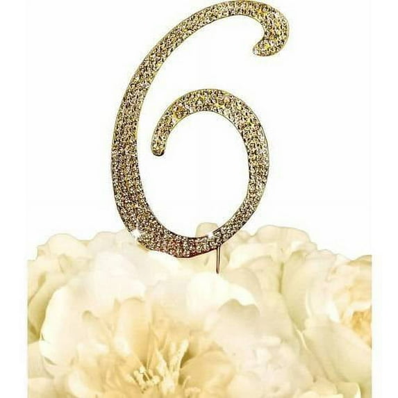 Unik Occasions Sparkling Collection Monogram Cake Topper, Number, Gold